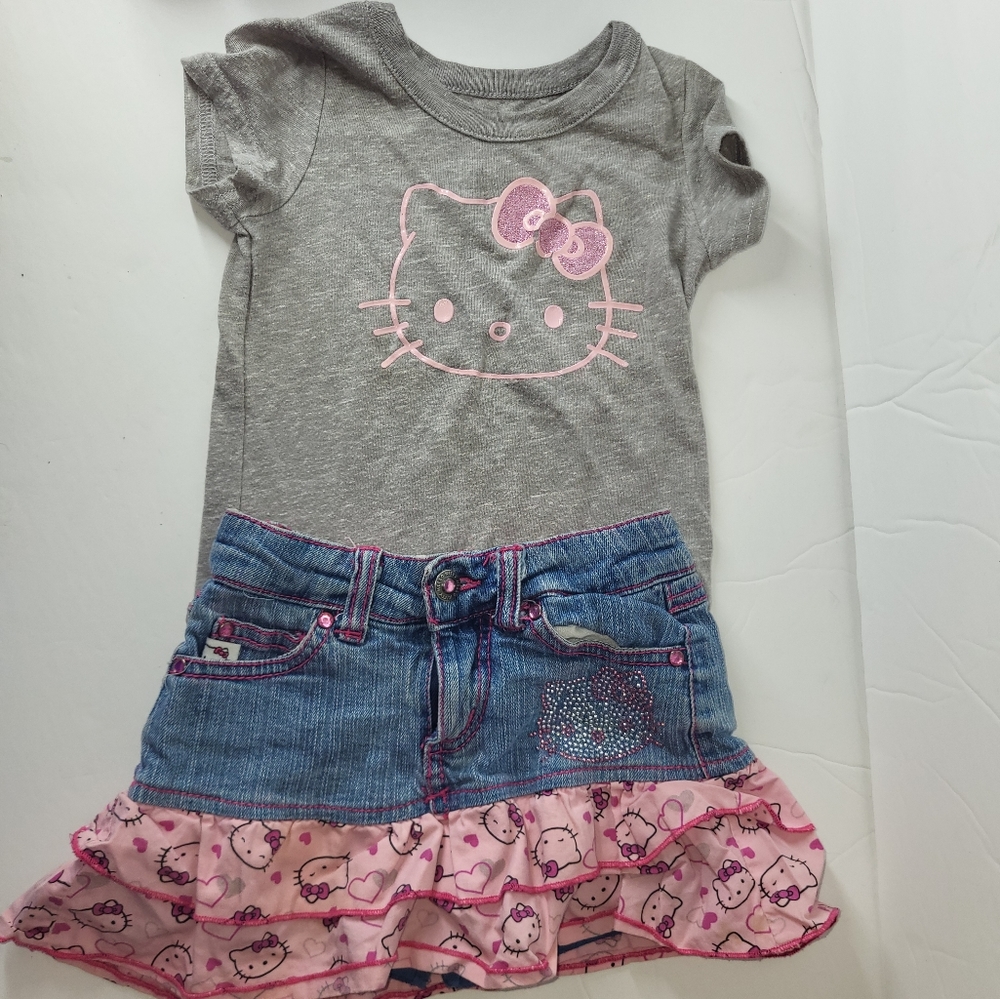 Hello Kitty Jean Skirt & Top